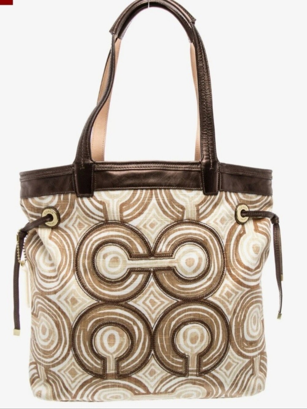 Coach Audrey Op Art Swirl Brown Patterned Tote Bag - Women